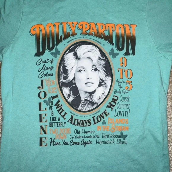 Dolly Parton Graphic Tee, Turquoise, Country Music Shirt,  Size Small - Picture 2 of 4